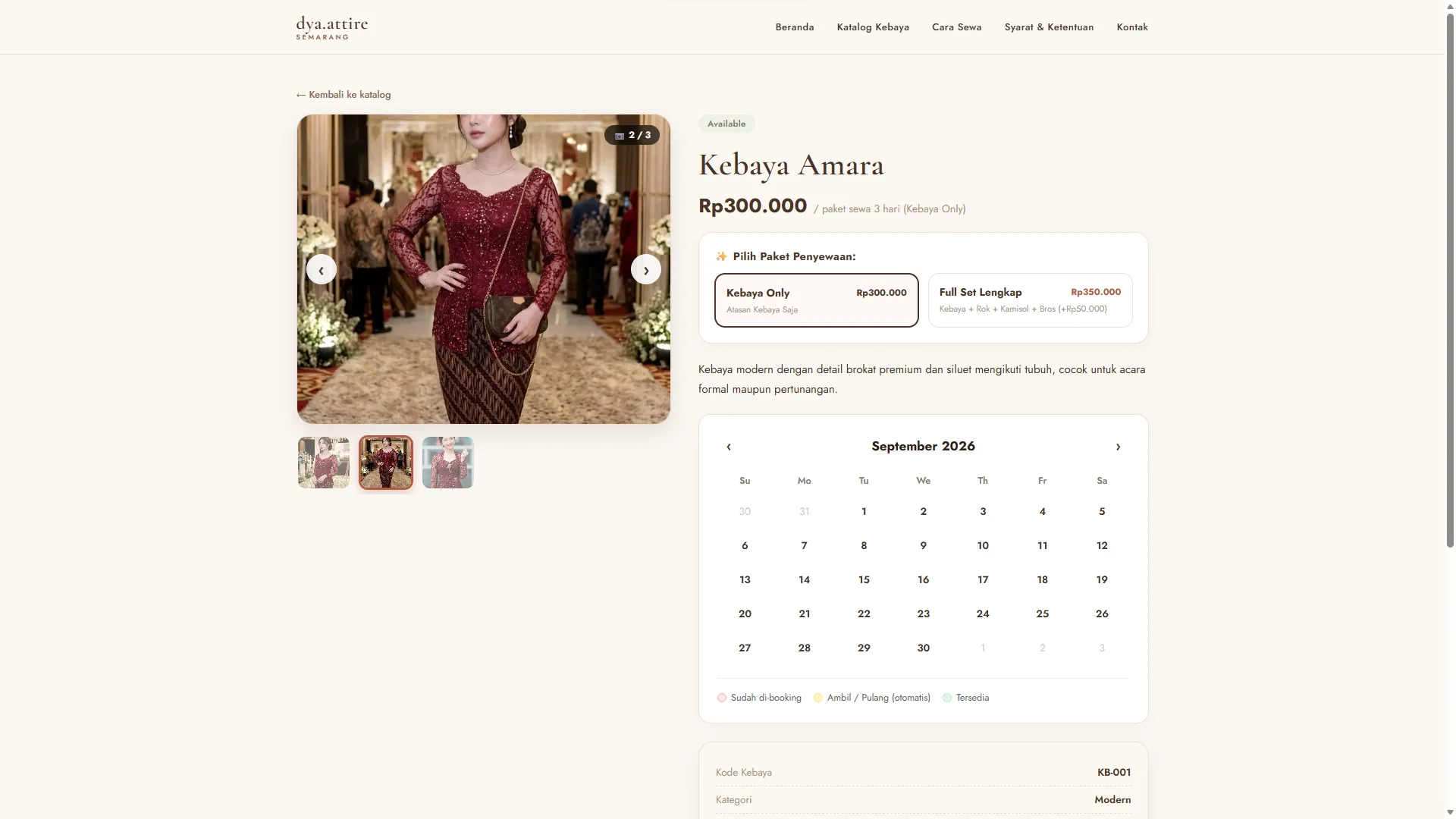 Website Pemesanan Sewa Kebaya Dyaattire - Foto 2